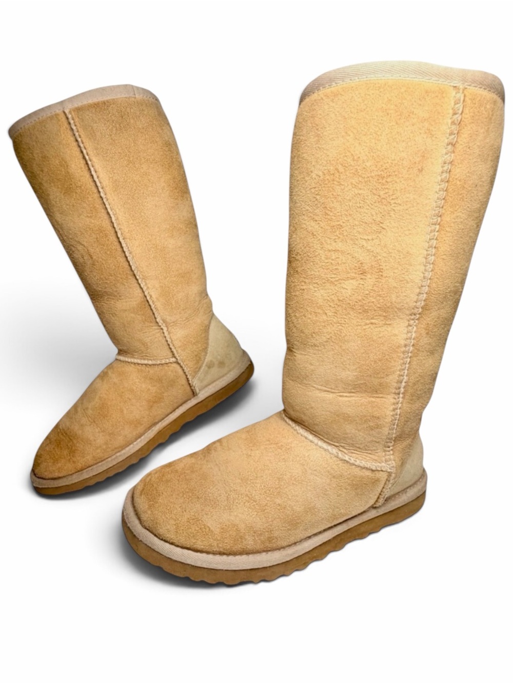UGG Australia Classic Tall Sheepskin Suede Boots Tan Womens 6
